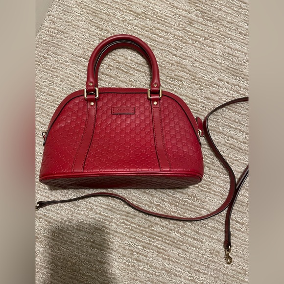 Gucci Bags Gucci Micro Guccissima Red Leather Bowler Satchel